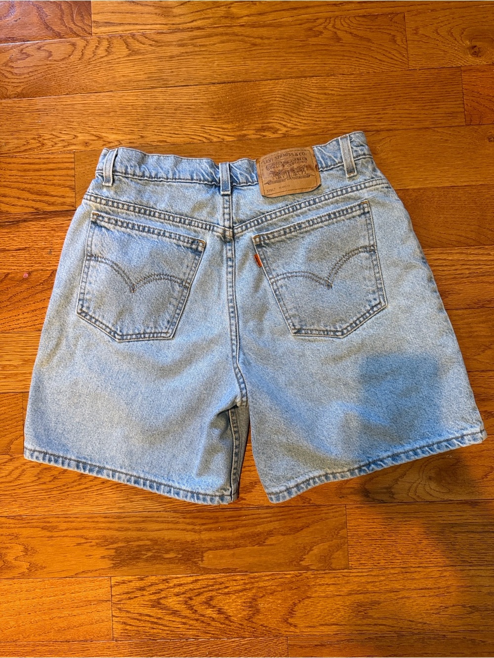 Levi's 967 Relaxed Fit Light Blue Denim Shorts- Vintage Orange Tab